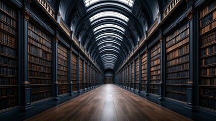 Fototapeta premium Stunning photo of law library, epresenting the pursuit of knowledge and expertise in the legal profession - AI Generated.