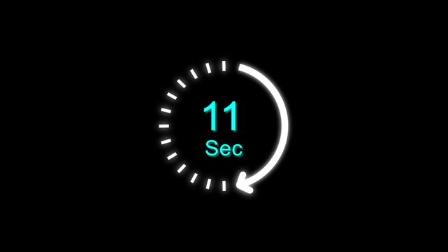 11 Sec clock icon animation. 11 Second animation on black background and creating a stunning 4k animation.