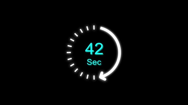 42 Sec clock icon animation. 42 Second animation on black background and creating a stunning 4k animation.