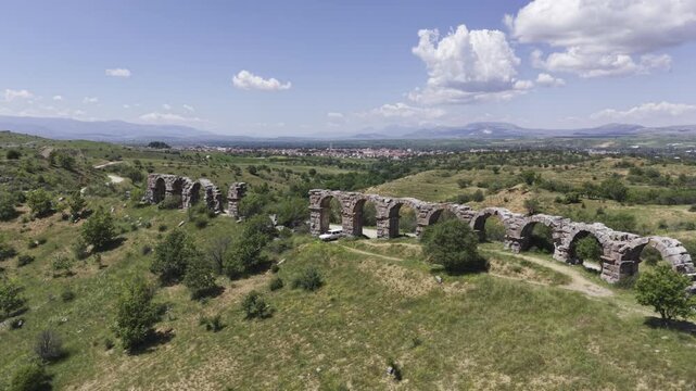 Cinematic Drone Video of Pisidia Antiocheia Ancient City Near Yalvac in Isparta, Turkey