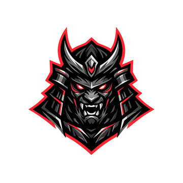 Samurai Warrior Helmet Mascot Vector Logo