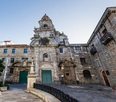 Baroque and Neoclassical Facade of Santo Domingo Church in A Coru&ntilde;a, Spain