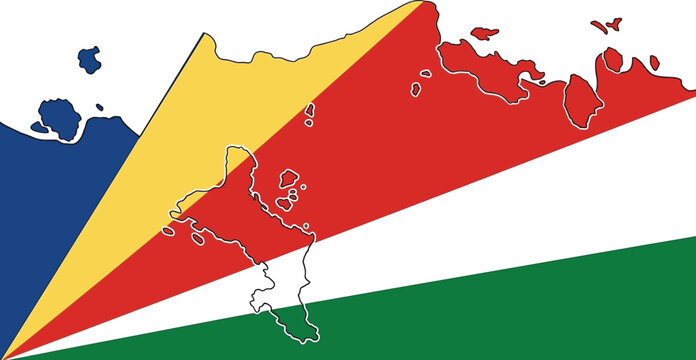 Seychelles map outline with national flag pattern seychelles national geography territory