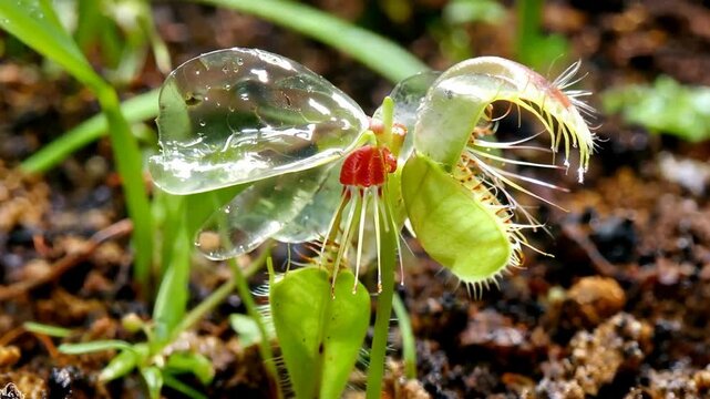 Close-up of a carnivorous pitcher plant.