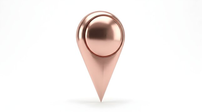  Rose gold metallic location pin marker icon isolated on white background