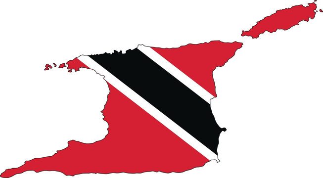 Trinidad and tobago nation map silhouette with flag texture trinidad caribbean territory