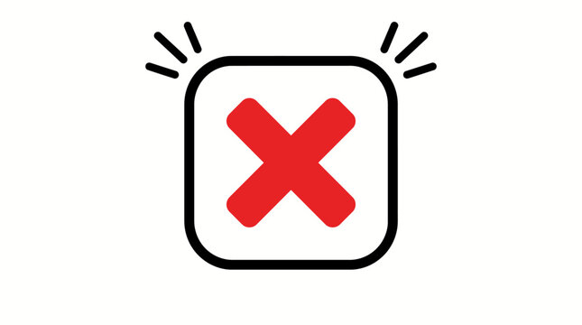 A red X icon on a white background.