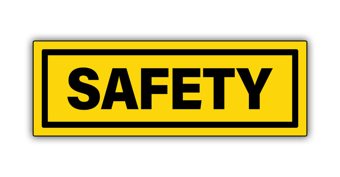 Industrial construction site safety warning sign on yellow background
