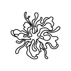 Fototapeta premium Black line art abstract floral design.