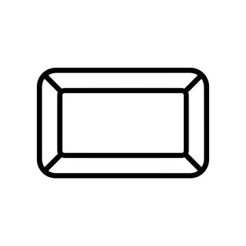 Black outline of rectangular gemstone.