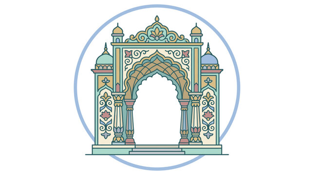 Ornate Islamic Archway with Intricate Geometric Patterns.