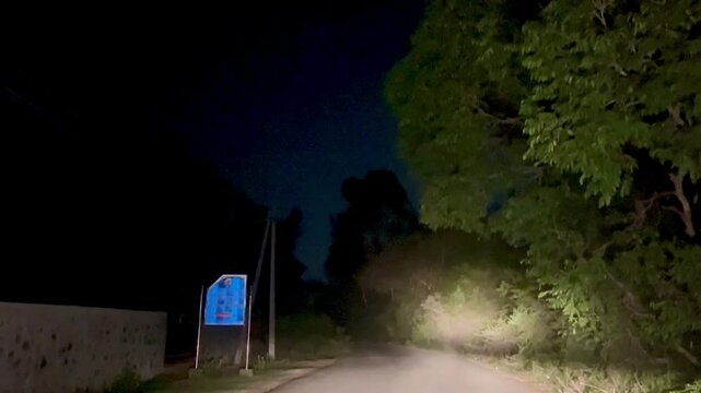 Dark Road Night Ride Headlight Projection Automotive Driving View