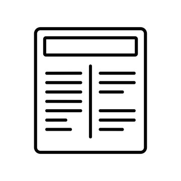 Newspaper Document Icon Line Art.