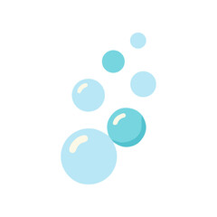 Collection of shiny blue water bubbles. © daksarupa