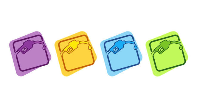 Colorful gradient icons, four squares, handbag symbols, vector graphics
