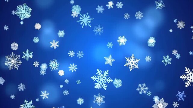 Winter snowflakes on a blue background with a festive atmosphere