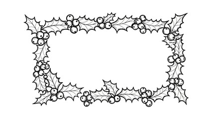 Vintage Christmas holly frame vector, hand drawn winter berry border illustration, festive botanical wreath for holiday greeting cards and invitations © Stephen