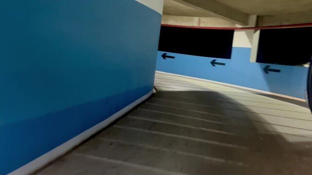 Urban Mall Garage Indoor Parking Way Concrete Infrastructure Footage