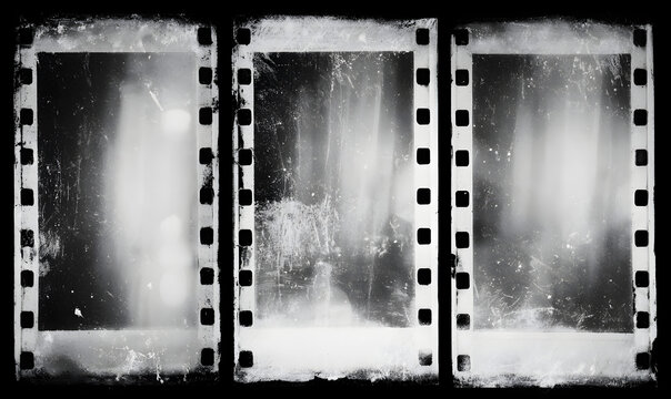 Old film texture with scratches, noise, and light leaks. Realistic transparent overlay film texture in black-and-white, dust, and grain. Distressed retro movie or photo negative effect of cinema nosta