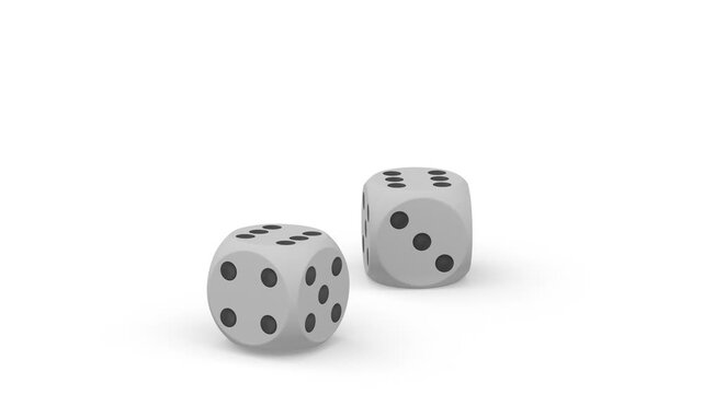 White die on white background. Isolated 3D illustration