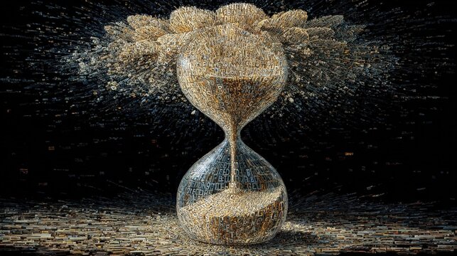 Hourglass time flow data concept