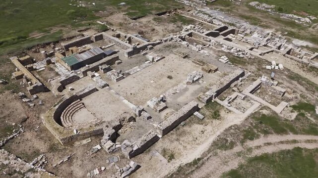 Cinematic Drone Video of Pisidia Antiocheia Ancient City Near Yalvac in Isparta, Turkey