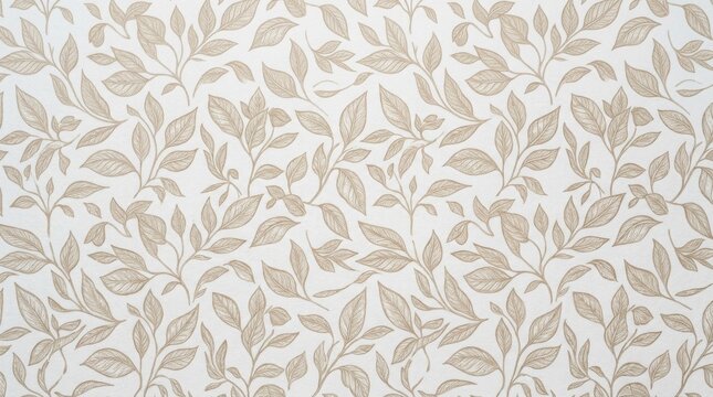 Beige leaves pattern on white background