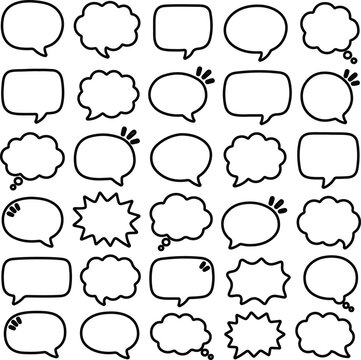 Set of Outline Speech Bubble Vector Collection