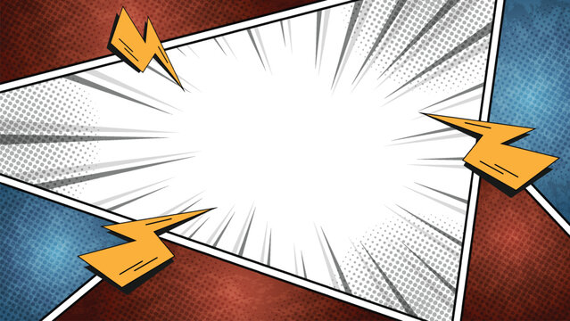 Pop Art Comic Book Background with Halftone Panels and Copy Space