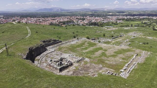 Cinematic Drone Video of Pisidia Antiocheia Ancient City Near Yalvac in Isparta, Turkey