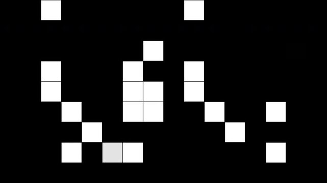 4K animated pixel block overlay template featuring minimal geometric square elements