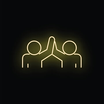 Two glowing yellow figures high fiving, symbolizing partnership and success