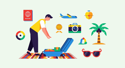 Fototapeta premium Packing For Vacation Trip