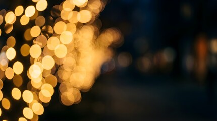 Obraz premium Golden circular bokeh lights creating a blurred festive background pattern