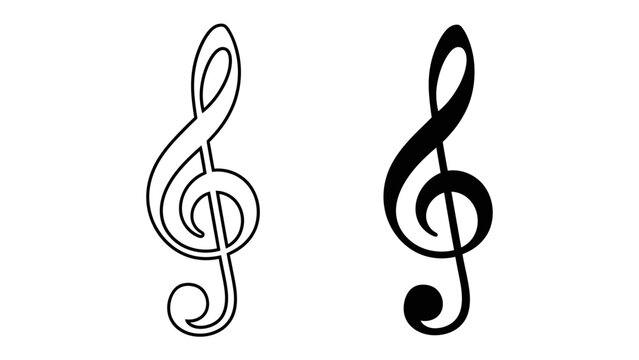 Two Treble Clefs: A striking graphic representation featuring a black and white treble clef symbol, a fundamental element of musical notation.