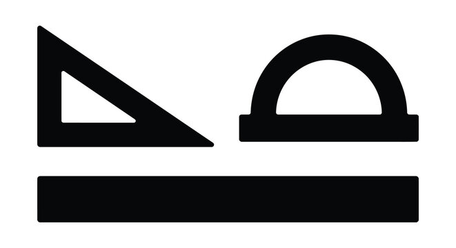 Triangle semicircle and rectangle shapes on a white background