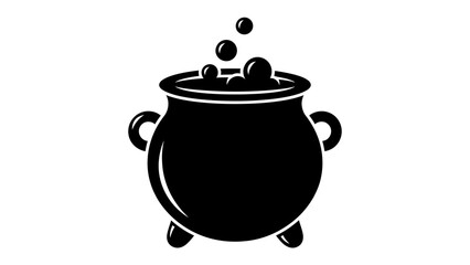 Bubbling Cauldron: A stylized black cauldron, with bubbling liquid, stands on three legs, evoking a sense of magic and mystery. © Md