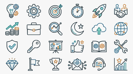 Fototapeta premium Business and Productivity Icons Set
