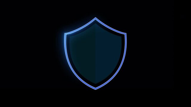 Glowing digital shield. Concept of cybersecurity, encryption, privacy protection and secure online technology concept