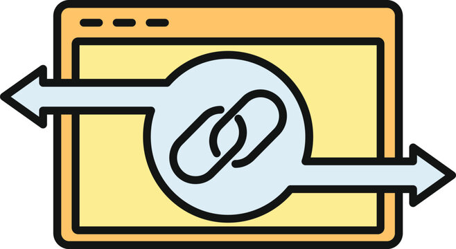 Website browser illustrating backlink exchange with a chain link symbol