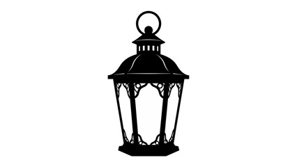 Ornate Lantern Silhouette: A striking silhouette of an ornate lantern, featuring intricate details and a classic design, casting a traditional and timeless appeal. © Murshida