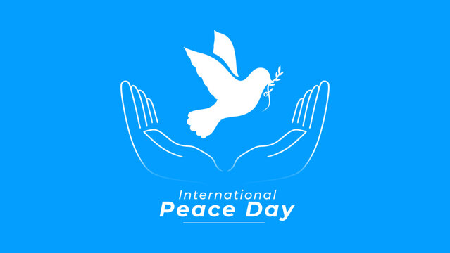 International Peace Day Vector Poster with Dove, Olive Branch and Globe for World Peace Awareness