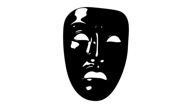 Mysterious Black Mask: A stark black mask with an unsettling expression, its glossy surface reflecting an unknown identity, evokes a sense of mystery and hidden emotions.