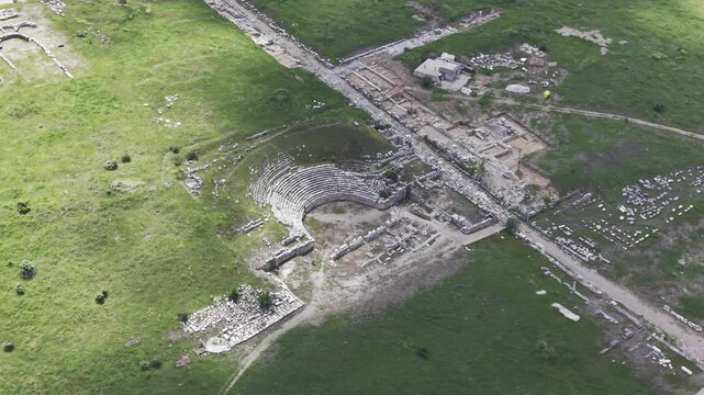 Cinematic Drone Video of Pisidia Antiocheia Ancient City Near Yalvac in Isparta, Turkey