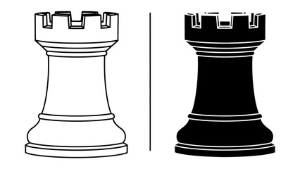 Opposing Fortresses: A stark graphic representation of two chess rooks, one black and one white, stand as symbols of strategy and competition. © Nadim