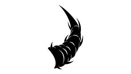 Spiky Horn Illustration: A striking black illustration of a single, menacing horn with sharp, pointed spikes, set against a clean white background. © Md