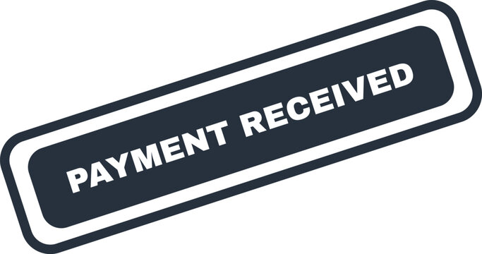 Black and white payment received rubber stamp icon