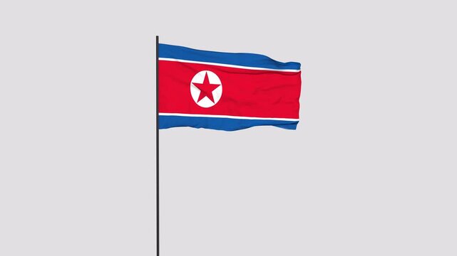 North Korea Flag Animation 4K Transparent Background with Alpha Channel