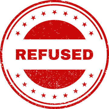 Red refused stamp with stars and crescent shape border