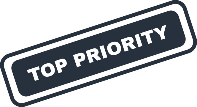 Top priority black and white badge stamp with bold text